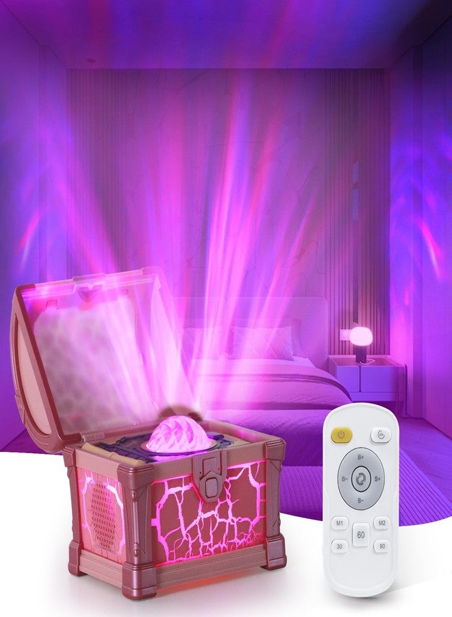 VEEKI Northern Lights Projector, 7 Colors Treasure Chest Night Light Aurora Lights Projector with 8 Effects & Remote, Dimmable Galaxy Light Ambient Lighting for Bedroom, Gifts for Kids Teen Women (Pink) - Image 1